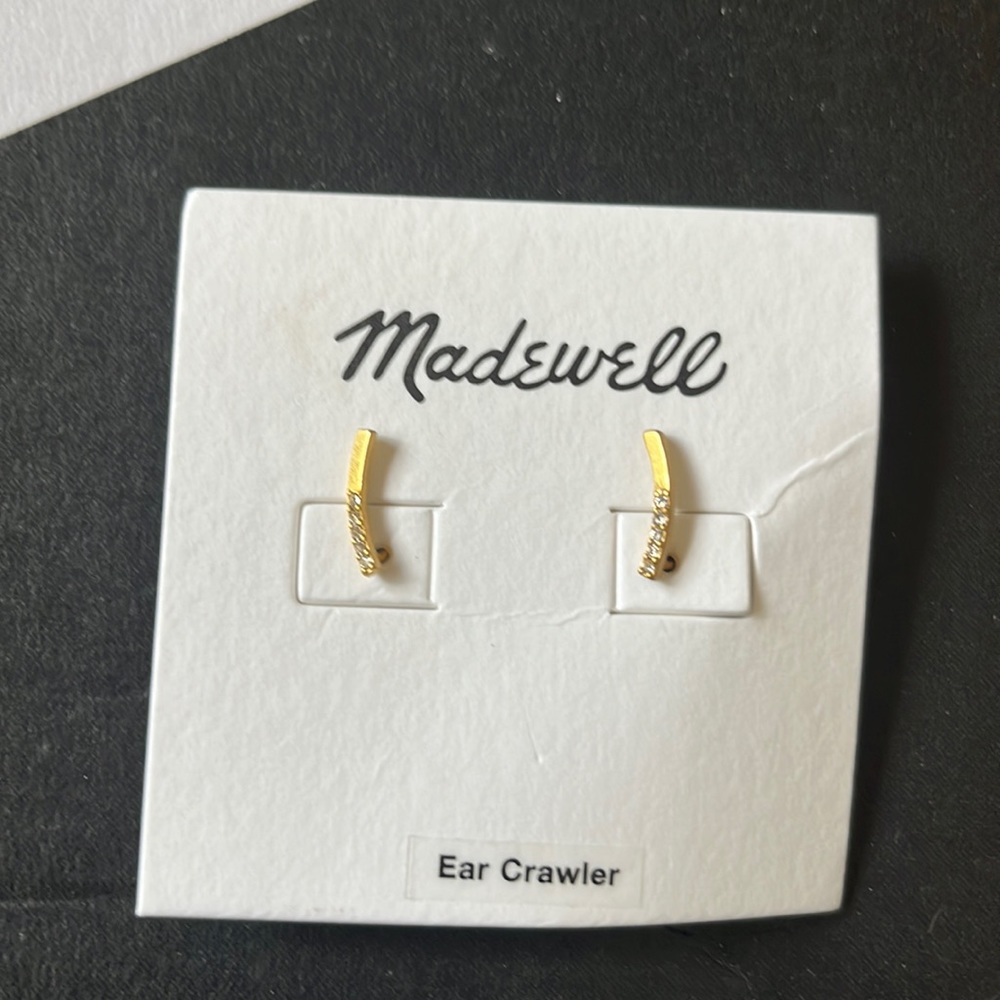 Madewell ear crawler earrings gold pave stones